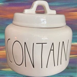 Rae Dunn  CONTAIN  Ceramic Storage Canister 6" Tall  NEW